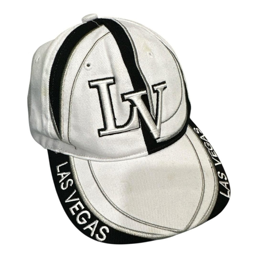 City Hunter Las Vegas Hat Cap Strap Back Mens One Size White LV Embroidered Logo